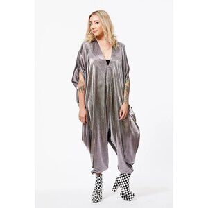 Biddel SILVER GOLD Heathered ACCORDION PLAYSUIT Unisex M Oversized